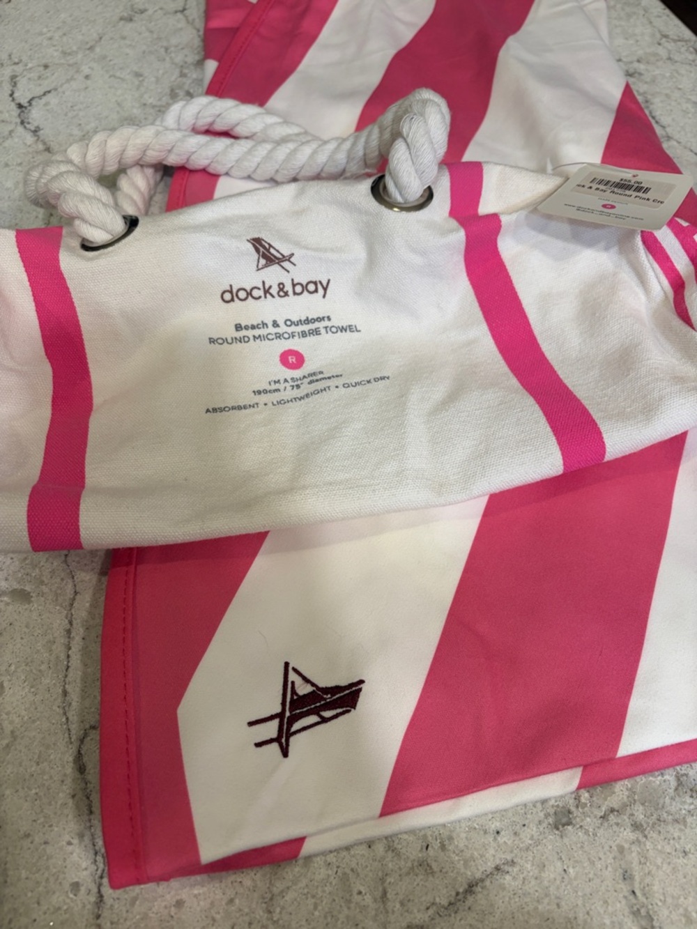 dock & bay Pink & White Striped Beach Towel